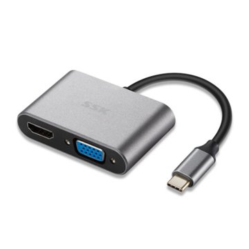 0_360-9.jpg SSK TYPE C TO HDMI+VGA ADAPTER C063